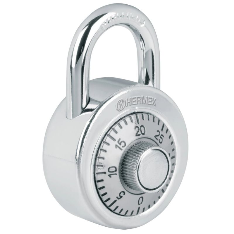 Durable 50mm metal combination padlock for securing lockers, gates, and bicycles, featuring automatic locking and resettable options.