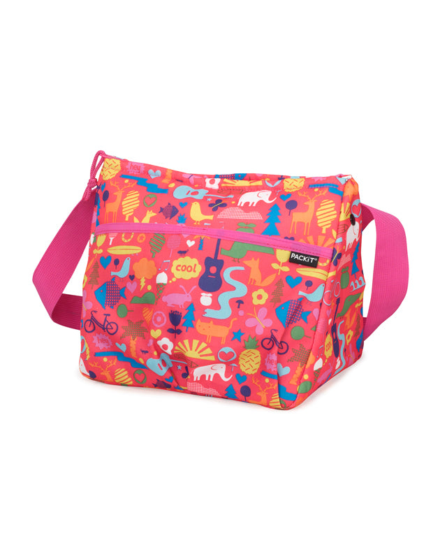 Compact freezable cooler bag with shoulder strap perfect for outdoor adventures, picnics, and beach outings.