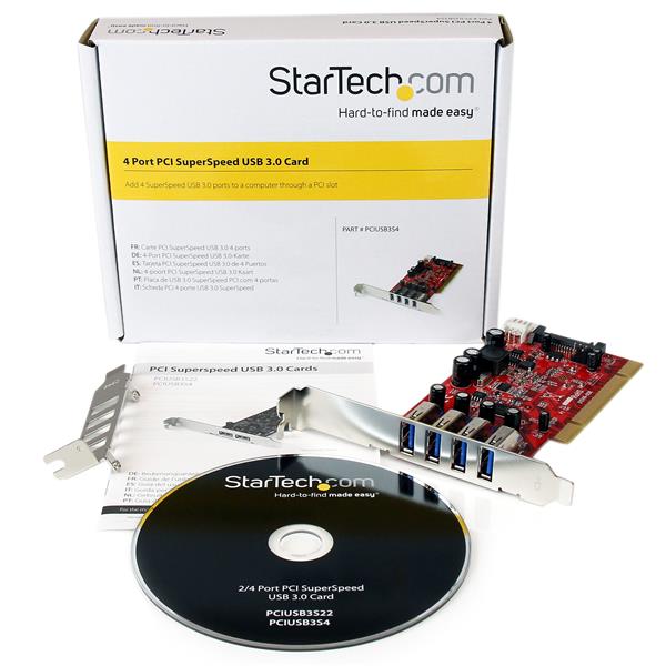 4-Port PCI SuperSpeed USB 3.0 Adapter Card with SATA Power for Legacy Systems - High-Speed Data Transfer