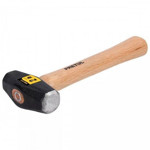 2lb Club Hammer with wood handle, high carbon steel head, ideal for construction and demolition tasks.
