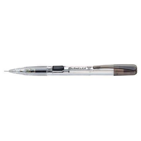 Pentel Techniclick Mechanical Pencil PD105T, clear barrel, 0.5mm lead, side click mechanism, 12 pack for easy writing.