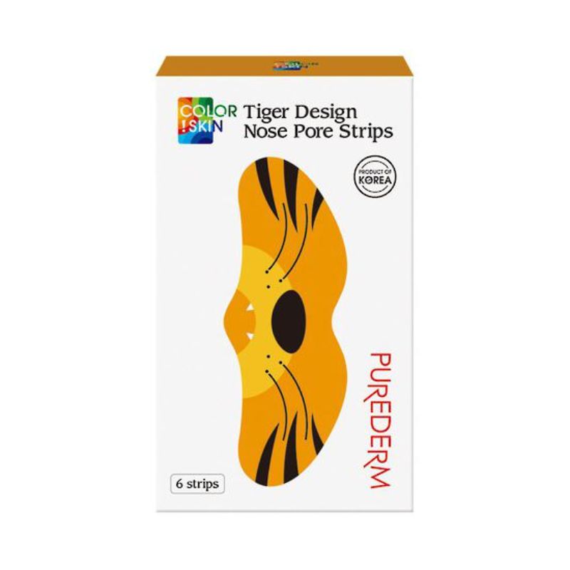 Purederm Nose Pore Strips with playful tiger design, effectively remove blackheads and unclog pores for clearer skin.