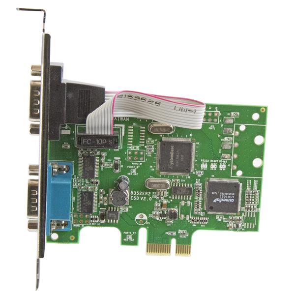2-Port PCI Express Serial Card with 16C1050 UART for adding RS232 ports to legacy and modern devices, supporting high-speed data transfer.