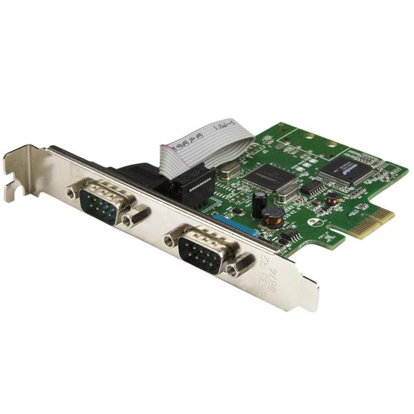 2-Port PCI Express Serial Card for connecting legacy devices, featuring high-speed RS232 ports and low-profile design.