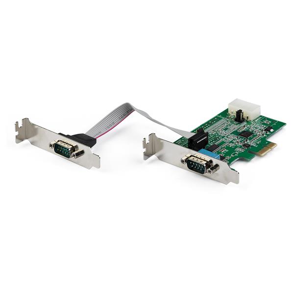 2 Port RS232 Serial Adapter Card PCIe with DB9 ports for high-speed serial device connectivity up to 921.4Kbps.