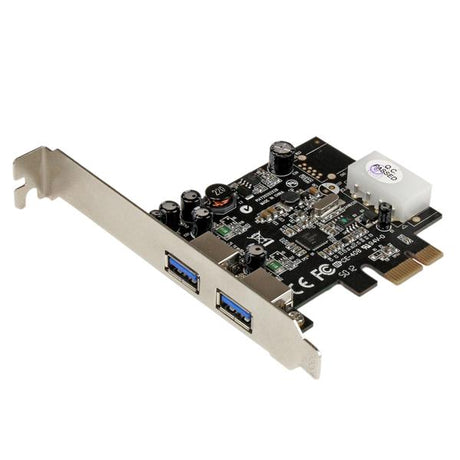 2-Port USB 3.0 PCIe Expansion Card with UASP for high-speed data transfer and dual USB ports, ideal for enhancing computer performance.