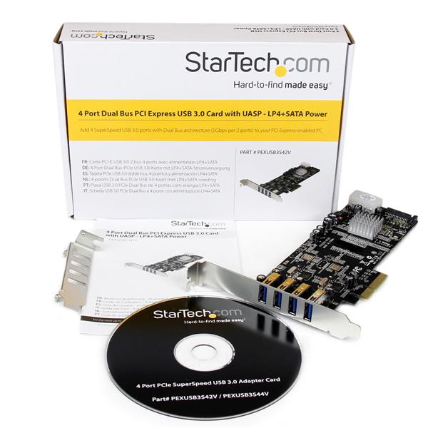 4-Port PCI Express USB 3.0 Card with UASP - Dual 5Gbps Channels for Fast Data Transfer