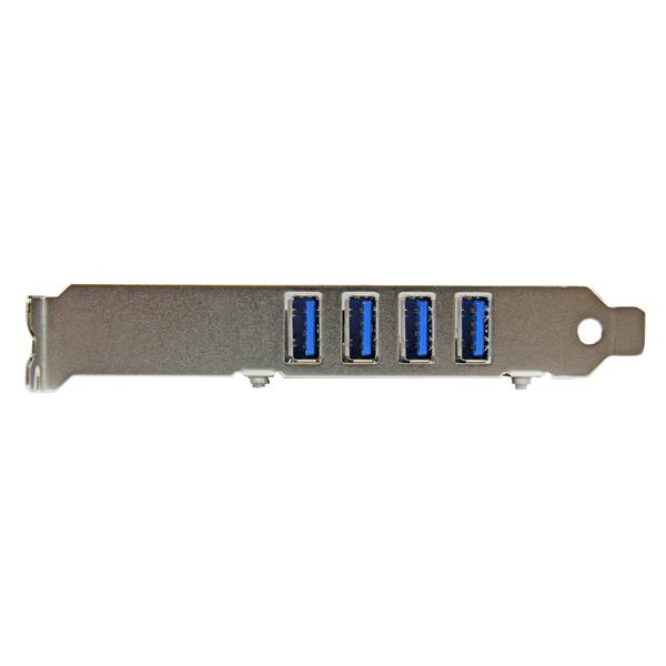 4-Port USB 3.0 PCIe Expansion Card with UASP for high-speed data transfer, supports 5 Gbps and backward compatibility.