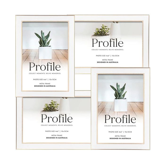 Eternal White/Rose Gold 4x6 Collage Four Photo 4x6 Frame