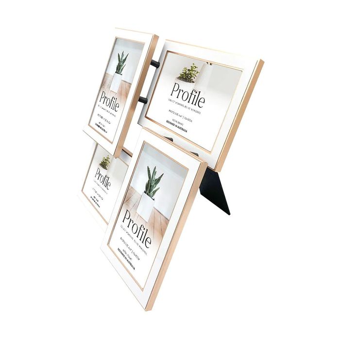 Eternal White/Rose Gold 4x6 Collage Four Photo 4x6 Frame