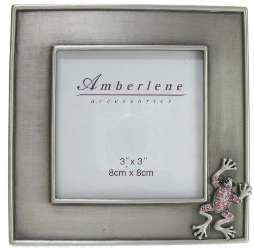 Frog Photo frame with Pink Crystal