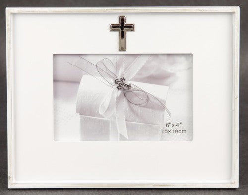 White Photo Frame 4x6 Cross