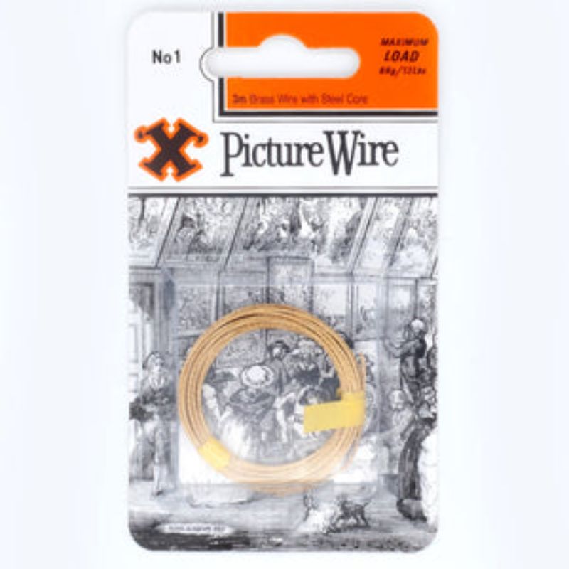 Durable picture wire with a 6kg capacity for securely hanging artwork and photos, suitable for standard frames.