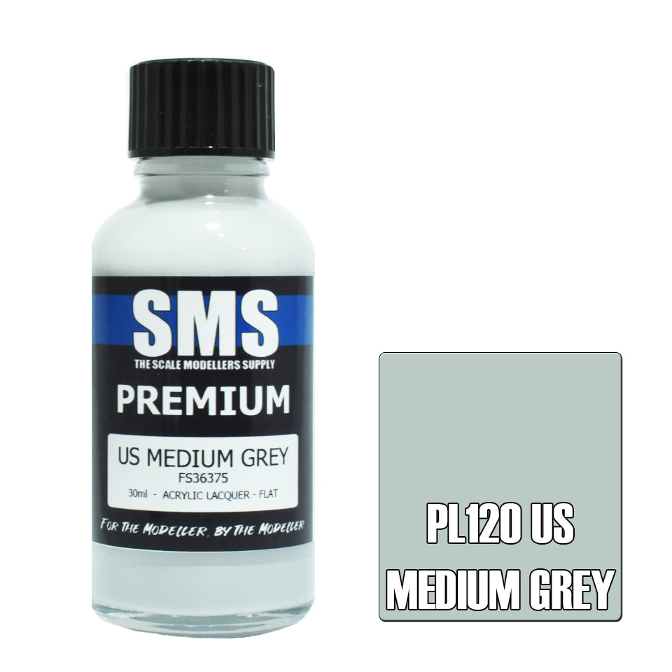 AIR BRUSH PAINT 30ML PREMIUM US MEDIUM GREY ACRYLIC LACQUER SCALE