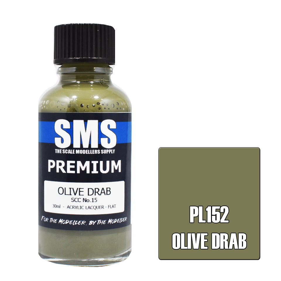 AIR BRUSH PAINT 30ML PREMIUM OLIVE DRAB SCC NO.15 ACRYLIC LACQUER SCALE