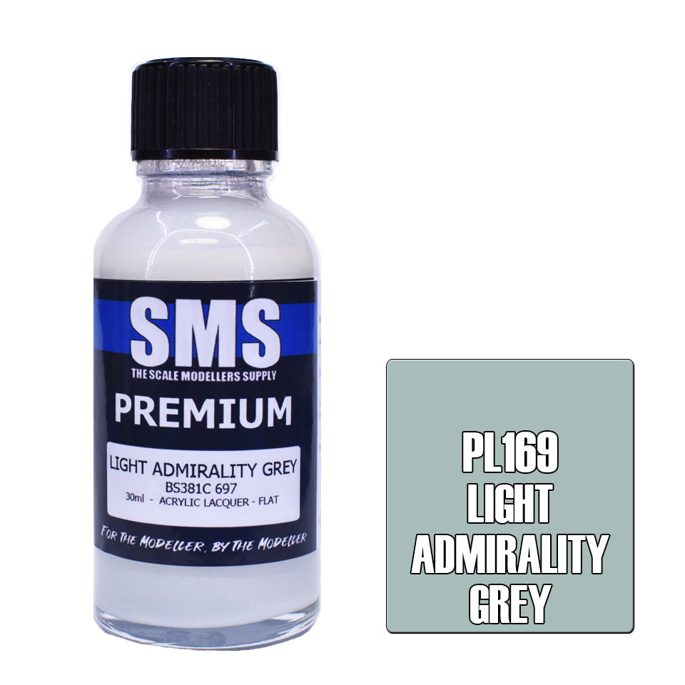 AIR BRUSH PAINT 30ML PREMIUM LIGHT ADMIRALITY GREY ACRYLIC LACQUER SCALE
