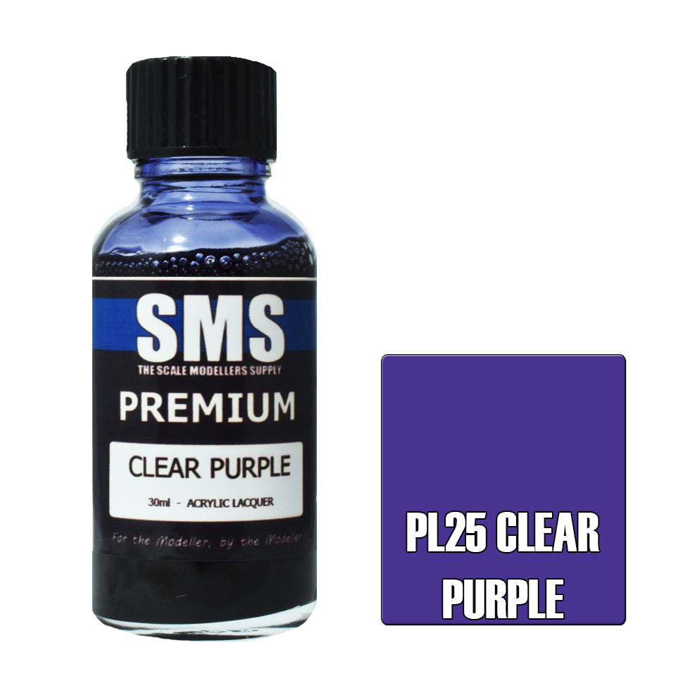 AIR BRUSH PAINT 30ML PREMIUM CLEAR PURPLE ACRYLIC LACQUER SCALE MODELLERS SUPPLY