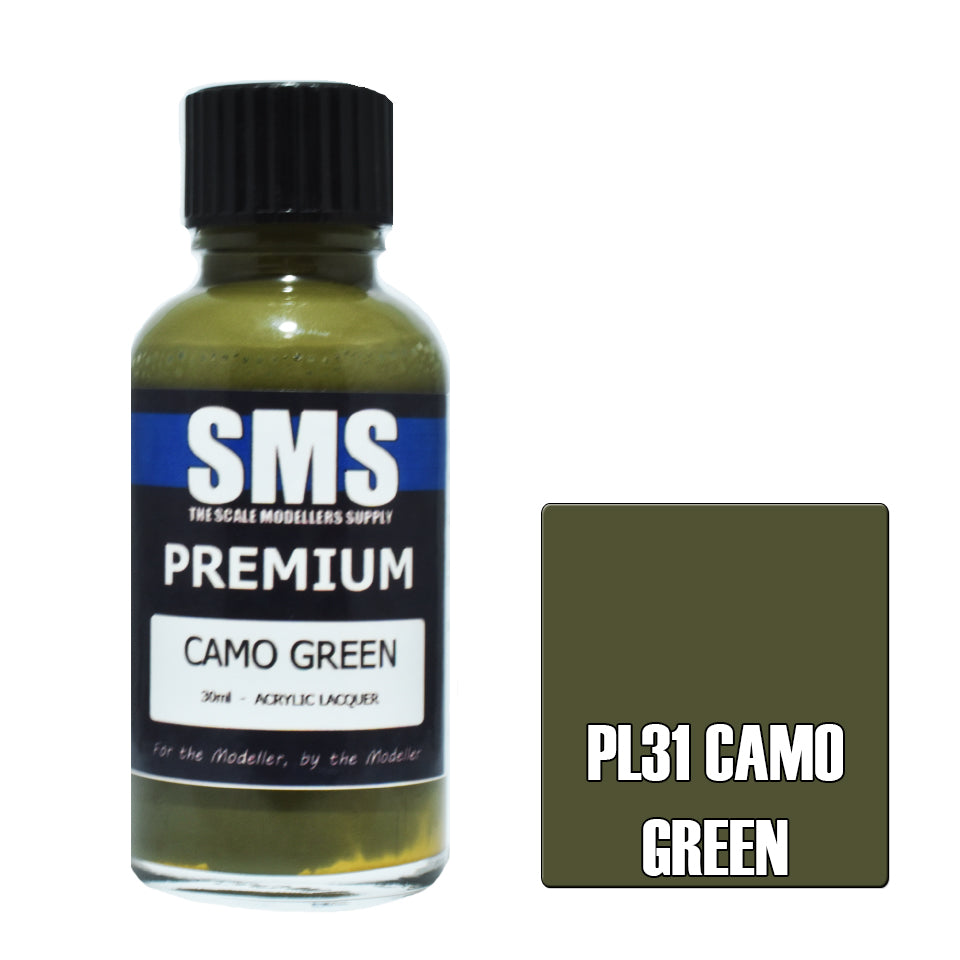 AIR BRUSH PAINT 30ML PREMIUM CAMO GREEN ACRYLIC LACQUER SCALE MODELLERS SUPPLY