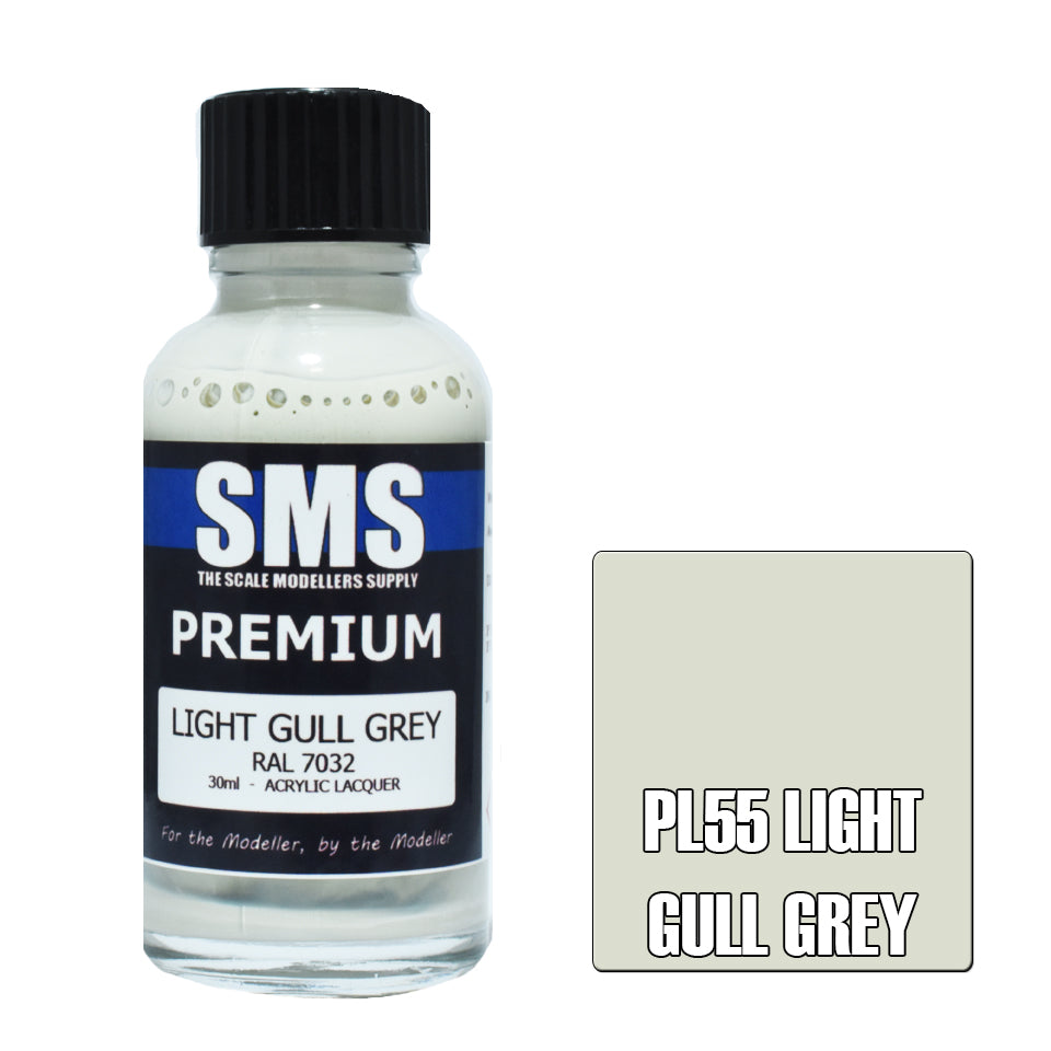 AIR BRUSH PAINT 30ML PREMIUM LIGHT GULL GREY ACRYLIC LACQUER SCALE