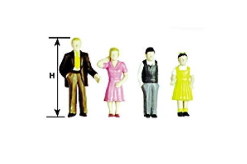 Set of 9 painted family figures for HO/OO model railways, adding vibrant detail and realism to landscapes.