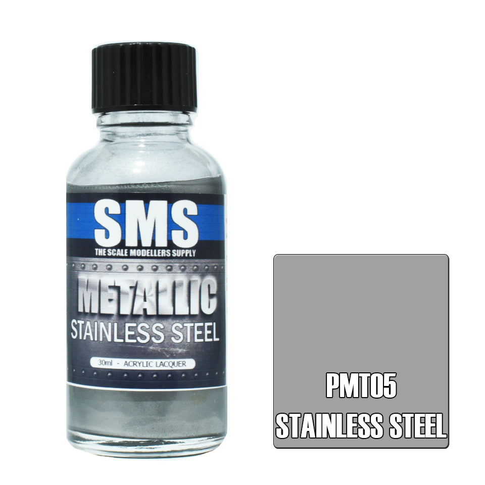 AIRBRUSH PAINT 30ML METALLIC STAINLESS STEEL ACRYLIC LACQUER SCALE