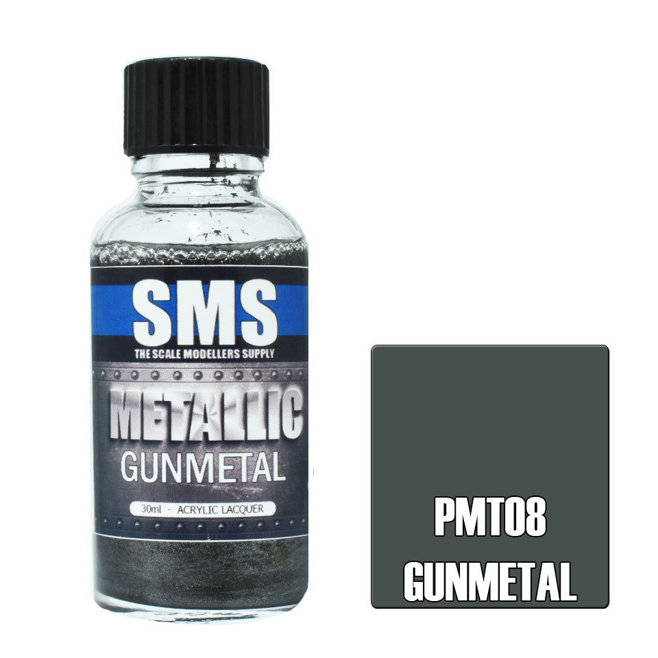 AIR BRUSH PAINT 30ML METALLIC GUNMETAL ACRYLIC LACQUER SCALE MODELLERS SUPPLY