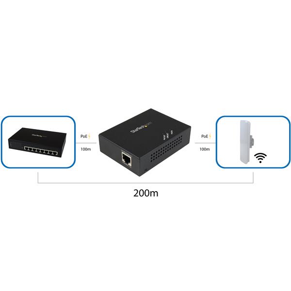 1-Port Gigabit PoE+ Extender - 802.3at/af - 200m Range, Daisy Chain up to 500m, Easy Install
