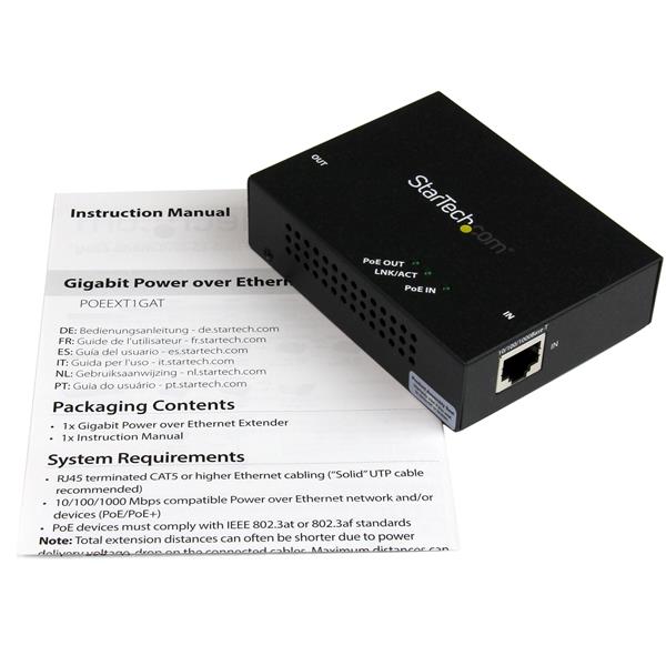 1-Port Gigabit PoE+ Extender - 802.3at/af - 200m Range, Daisy Chain up to 500m, Easy Install