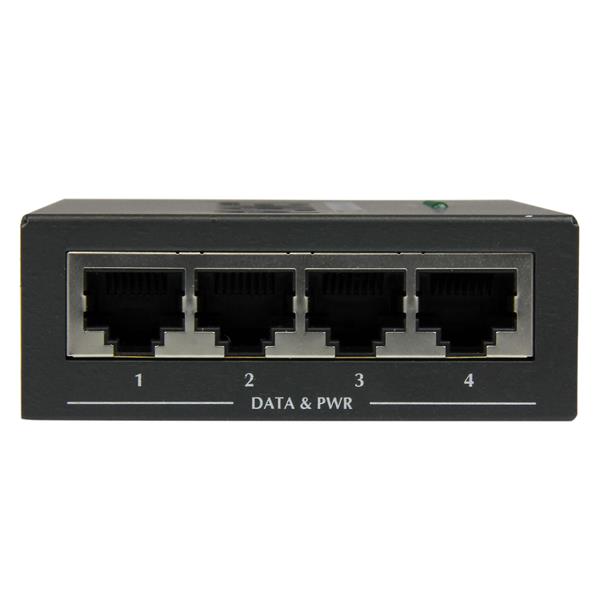 4-Port Gigabit PoE+ Injector powering up to four devices, ideal for IP cameras, access points, and VoIP phones.