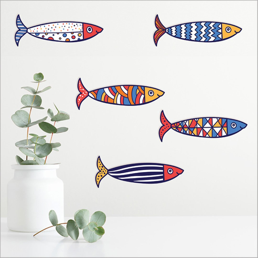 Vibrant Pop Out Fiesta Fish Set wall art, featuring intricate designs, perfect for lively interior decor in any room.