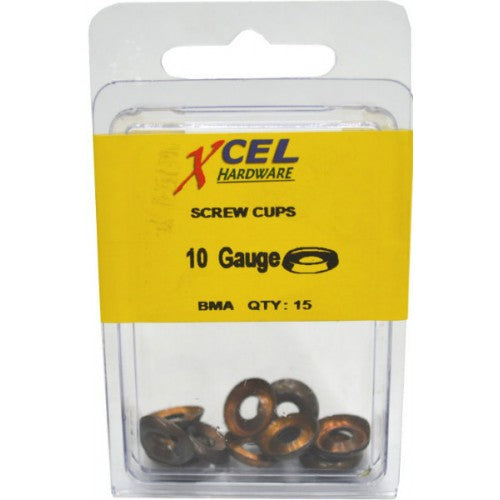 Elegant Florentine bronze screw cups for 10 gauge screws, perfect for a polished finish in woodworking projects.