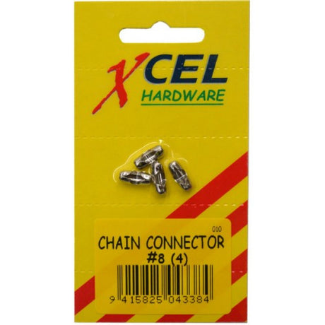 High-quality chrome-plated brass chain connector for #8 ball chains, ideal for jewelry and industrial applications.