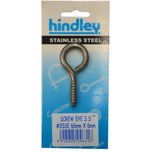 Durable Screw Eyes #2sse, 66mm long, 6mm wide, perfect for versatile hanging and securing tasks.