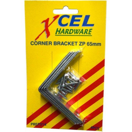 Brackets Corner Zinc Pltd.with Screws 65mm (4)