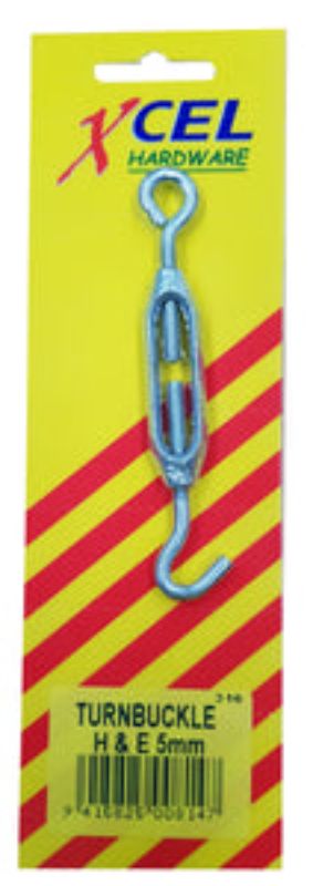 Turnbuckle Open Body with Alloy Hook & Eye, 5mm, strong and corrosion-resistant for rigging and tensioning needs.