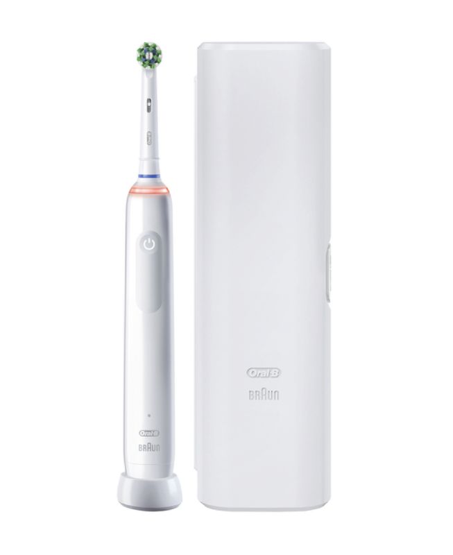Braun Oral-B PRO 3000 Electric Toothbrush with gum pressure control and built-in timer for a superior clean and personalized care.