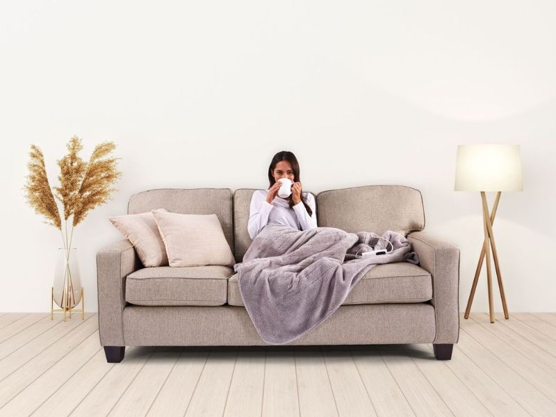 Heated Throw Blanket - Feel Perfect Cosy Sherpa Fleece (Warm Grey)
- Sunbeam