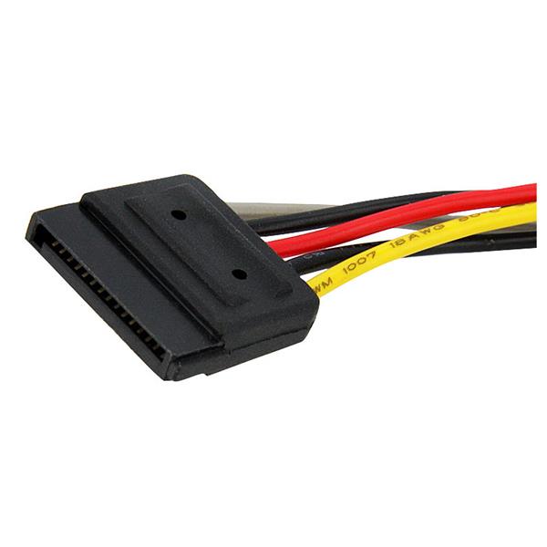 15cm SATA Power Y Splitter Cable Adapter with dual female connections for connecting multiple HDDs and SSDs easily.
