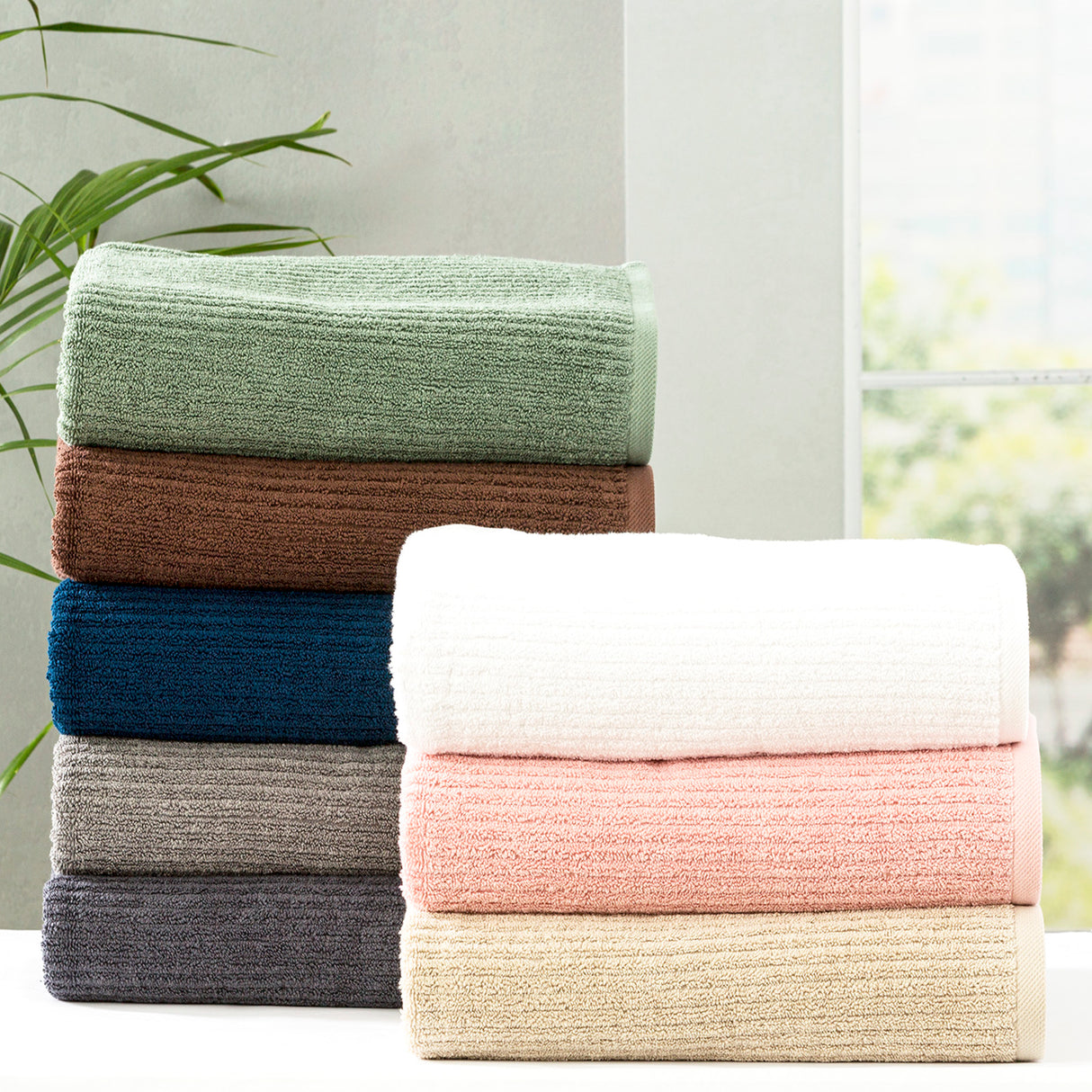 Renee Taylor Cobblestone 650 GSM Cotton Ribbed Towel Packs 5 Piece Stone