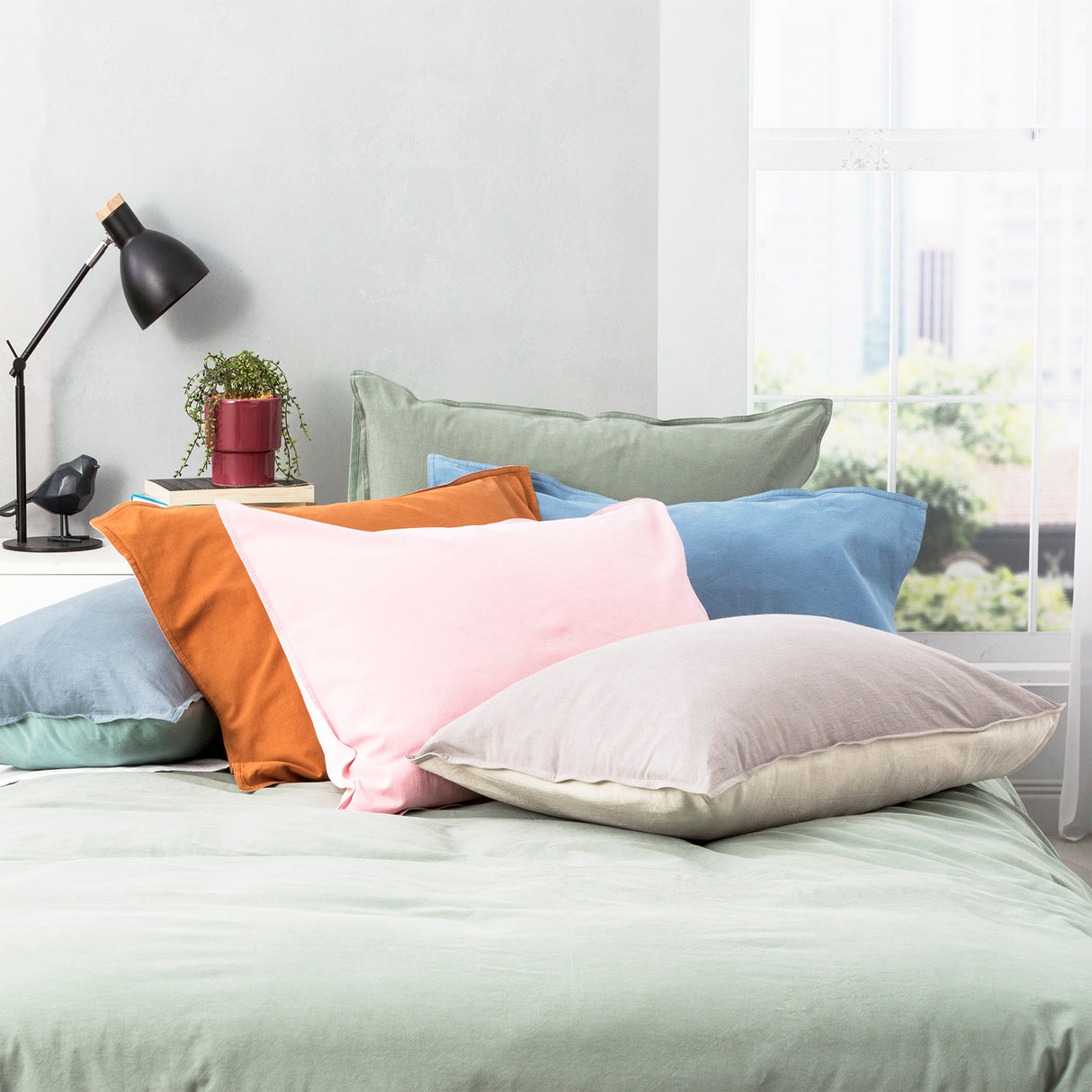 Essentials Vintage stone washed reversible Quilt / Duvet cover set King Mineral