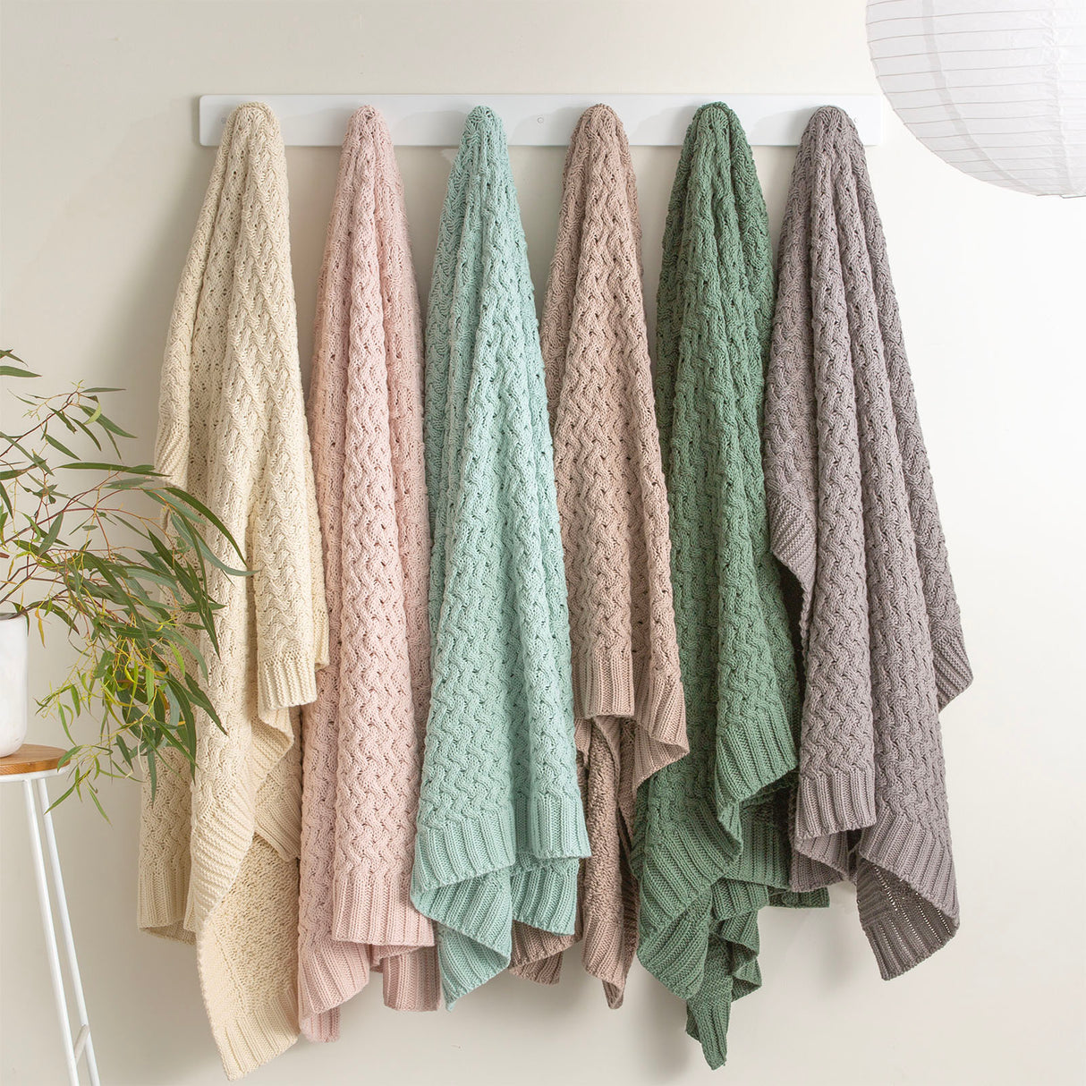 Renee Taylor Lenni 100% Cotton Knitted Throw 130 x 170cms Forest