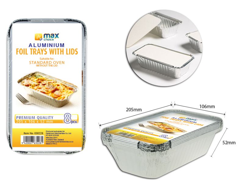 Foil Container w/Lid - Max Choice Small 20.4cm (192 Units)
