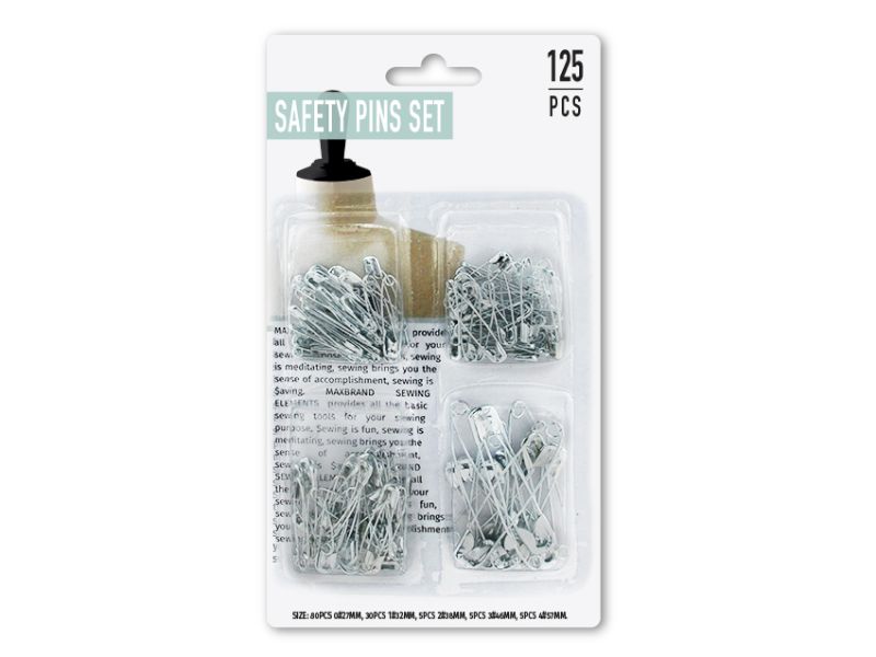 Safety Pin Set - Silver Assorted 125pc (24 Sets)