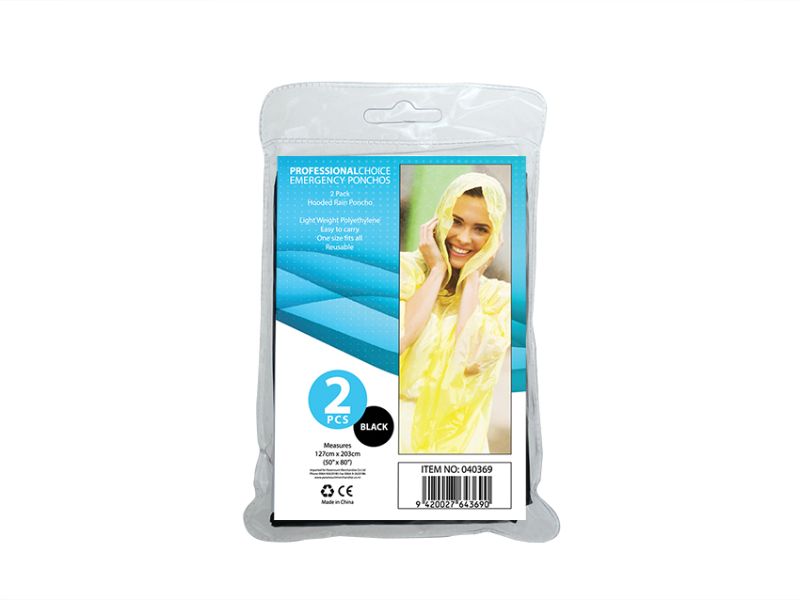 Emergency Poncho - Black (48pcs)
