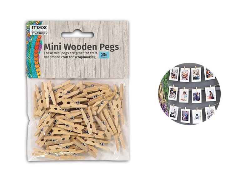 Mini Wooden Pegs - Natural (840pcs)