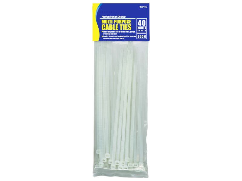 Cable Ties - White 20cm (24 Packs)