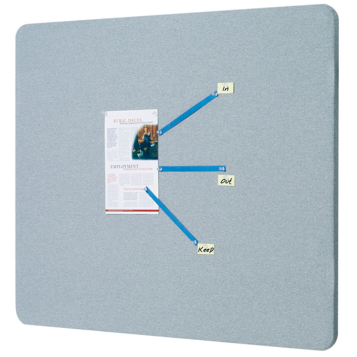 Grey Quartet Fabric Board with Oval Frame, 1200x900mm, ideal for secure document display and workspace organization.