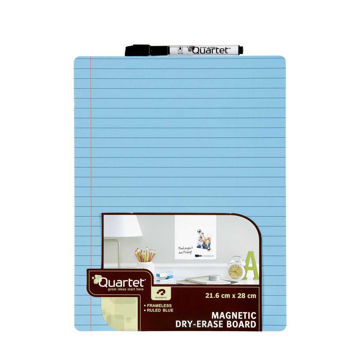 Quartet Whiteboard Magnetic Tile Blue Ruled 216x280mm