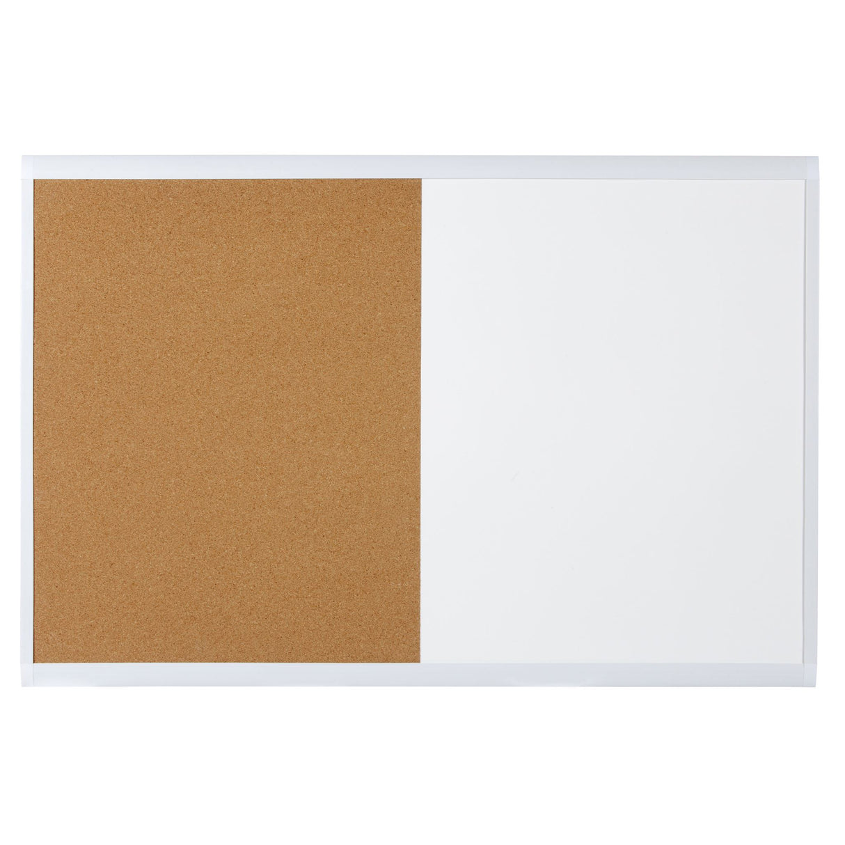 Versatile 900x600mm magnetic dry erase and cork combo board for home or office use.