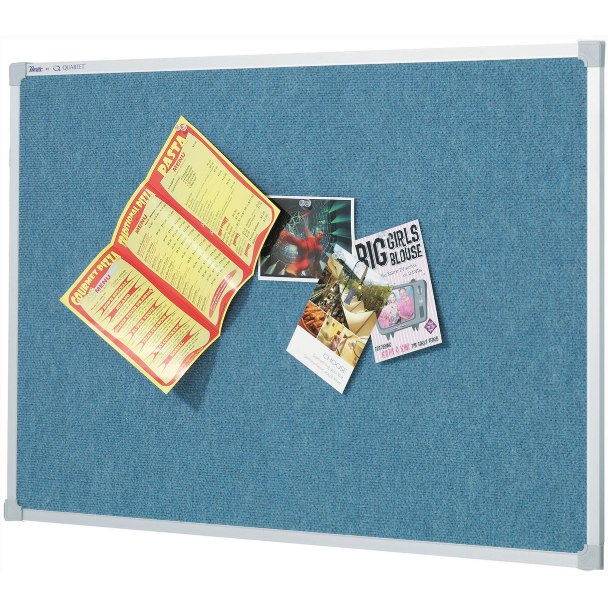 Stylish Wedgewood fabric pinboard, 1200x900mm, durable for offices and schools, with strong pin holding power and easy wall mount.